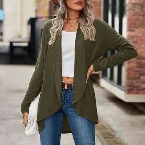 VENINI Open Front Duster Studded Kimmo Sz XL Women Green